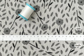 Japanese Fabric Yarn Dyed Woven Jacquard Sweet Floral - grey, black - 50cm
